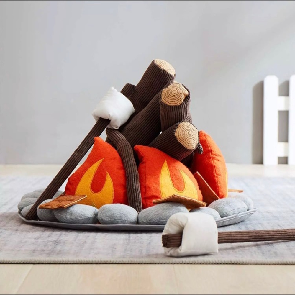 Pottery Barn Kids Plush Campfire Play Set - Orange, Brown, Gray, Cream